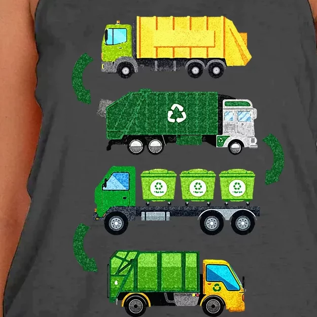 Garbage Truck Recycling Day Trash Waste Separation Birthday Women's Knotted Racerback Tank