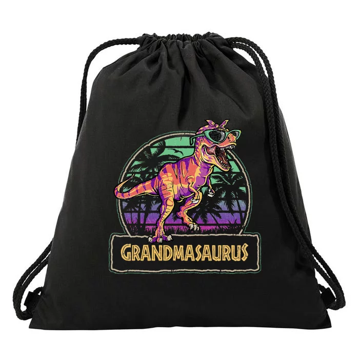 Grandmasaurus T Rex Dinosaur Grandma Saurus Family Matching Drawstring Bag