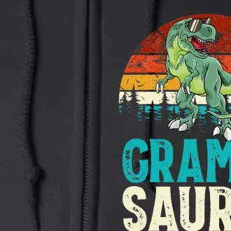 Grampasaurus T Rex Dinosaur Grampa Saurus Family Matching Full Zip Hoodie