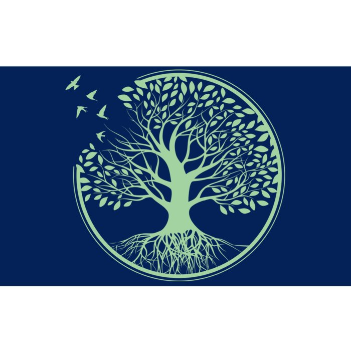 Green Tree Roots And Birds Emblem Nature Lover Bumper Sticker