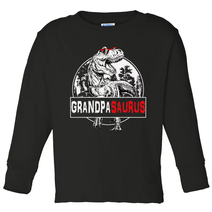 Grandpasaurus T rex Dinosaur Grandpa Saurus Family Matching Toddler Long Sleeve Shirt