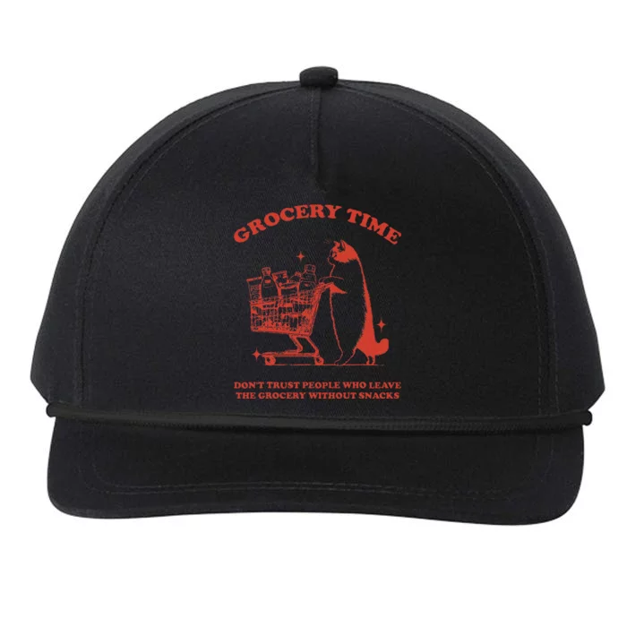 Grocery Time Retro Sarcastic Retro Vintage Cat Lover Snapback Five-Panel Rope Hat