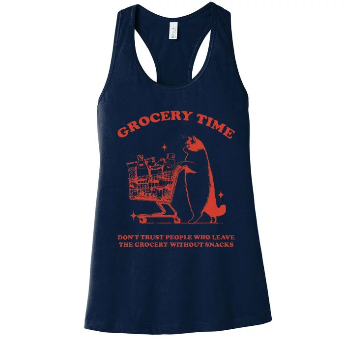 Grocery Time Retro Sarcastic Retro Vintage Cat Lover Women's Racerback Tank