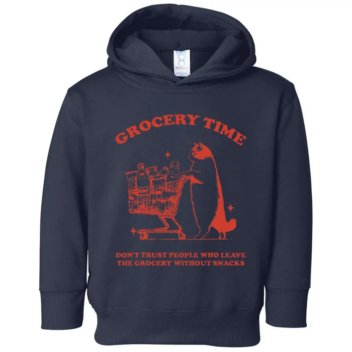 Grocery Time Retro Sarcastic Retro Vintage Cat Lover Toddler Hoodie