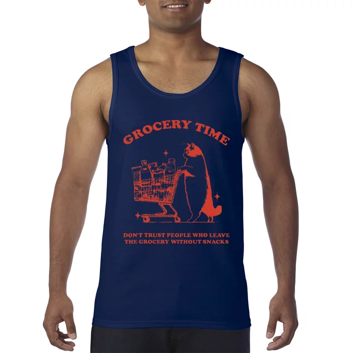 Grocery Time Retro Sarcastic Retro Vintage Cat Lover Tank Top