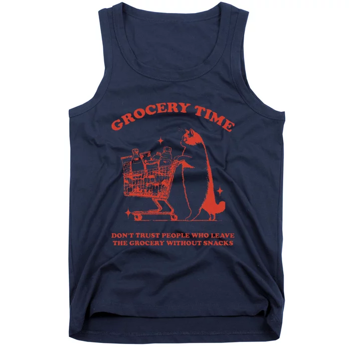 Grocery Time Retro Sarcastic Retro Vintage Cat Lover Tank Top