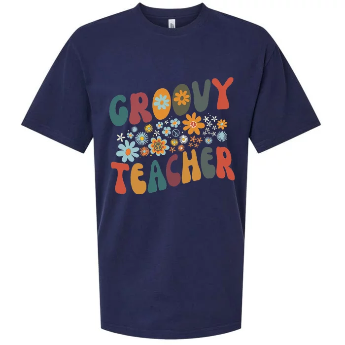 Groovy Teacher Retro Colorful Design Teacher Day Teaching Sueded Cloud Jersey T-Shirt