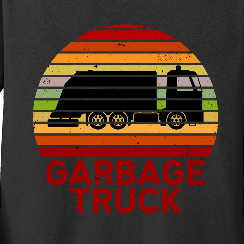 Garbage Truck Retro Kids Long Sleeve Shirt