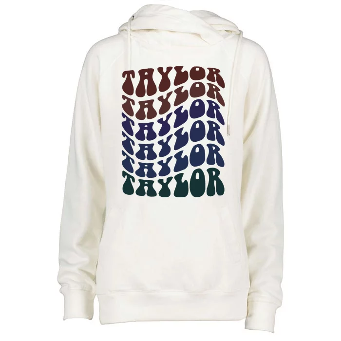 Girl Taylor Retro First Name Personalized Womens Funnel Neck Pullover Hood