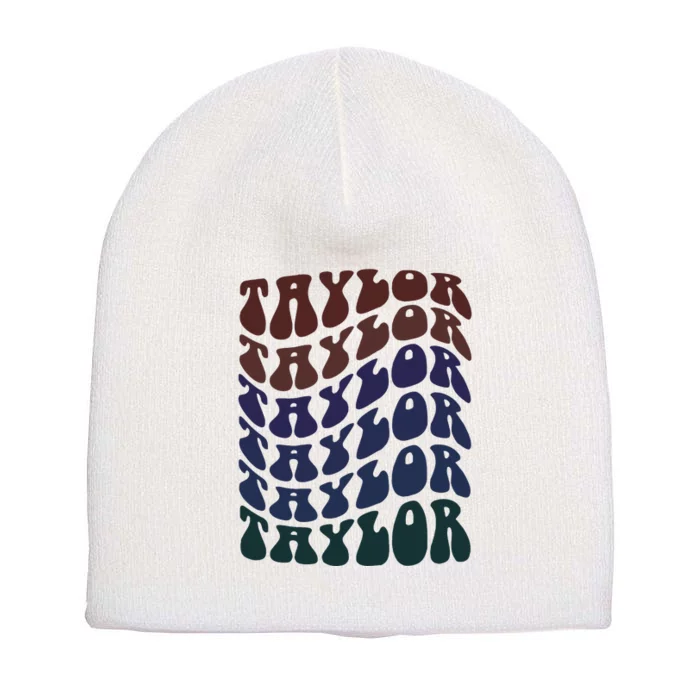 Girl Taylor Retro First Name Personalized Short Acrylic Beanie