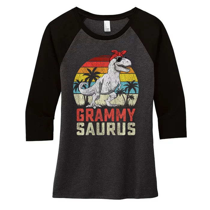 Grammysaurus T Rex Dinosaur Grammy Saurus MotherS Family Sweat Women's Tri-Blend 3/4-Sleeve Raglan Shirt