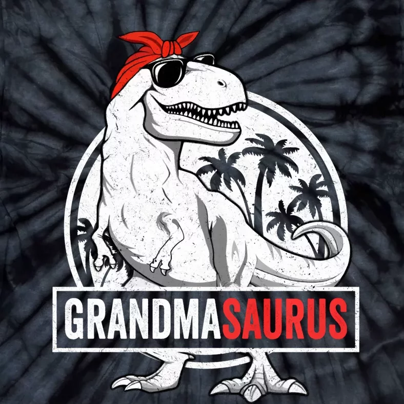 Grandmasaurus T Rex Dinosaur Grandma Saurus Family Matching Long Sleeve Tie-Dye T-Shirt