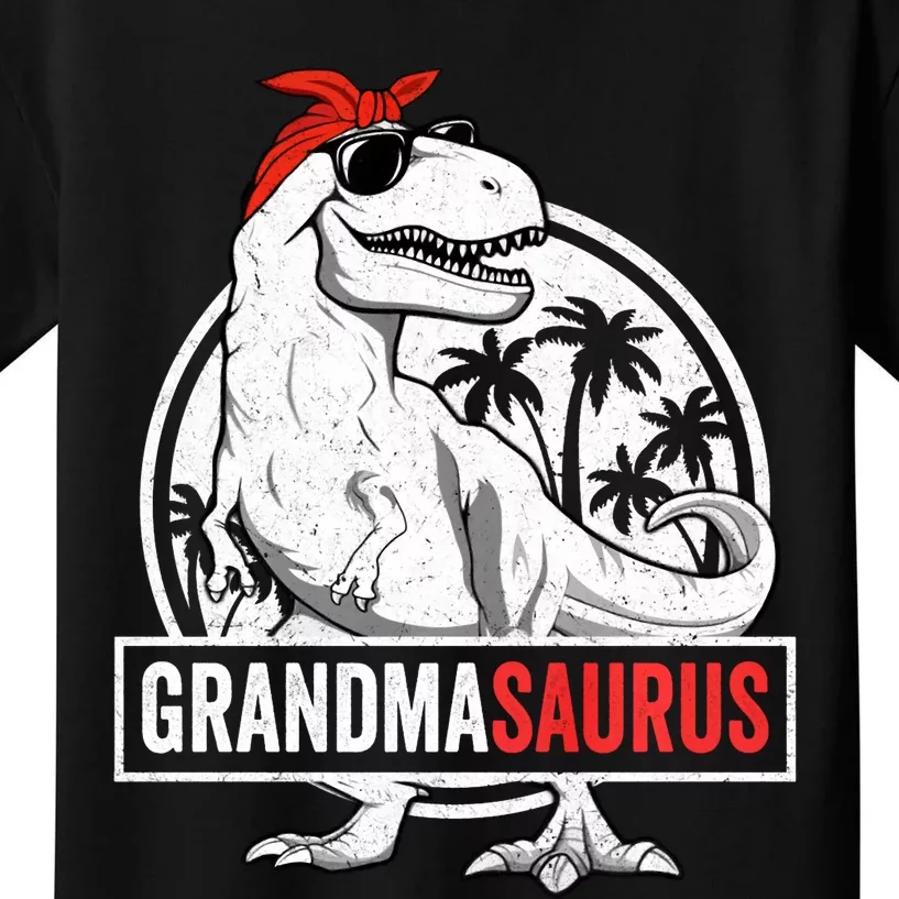 Grandmasaurus T Rex Dinosaur Grandma Saurus Family Matching Long Sleeve Kids T-Shirt