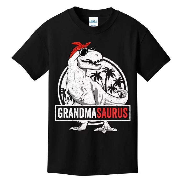 Grandmasaurus T Rex Dinosaur Grandma Saurus Family Matching Long Sleeve Kids T-Shirt