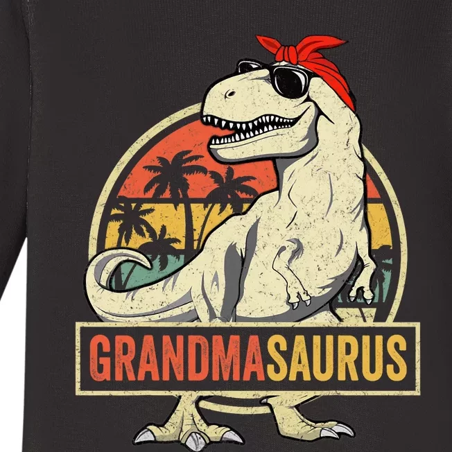 Grandmasaurus T Rex Dinosaur Grandma Saurus Family Matching Baby Long Sleeve Bodysuit