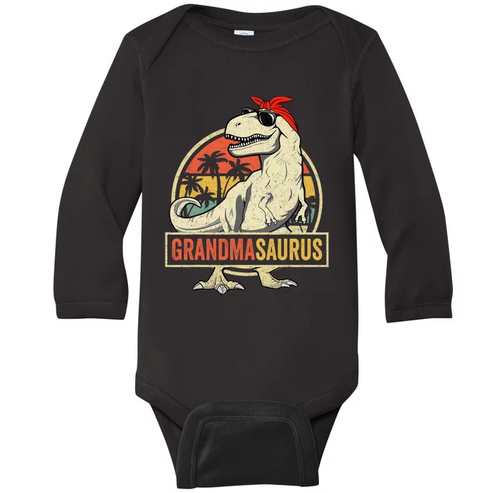 Grandmasaurus T Rex Dinosaur Grandma Saurus Family Matching Baby Long Sleeve Bodysuit