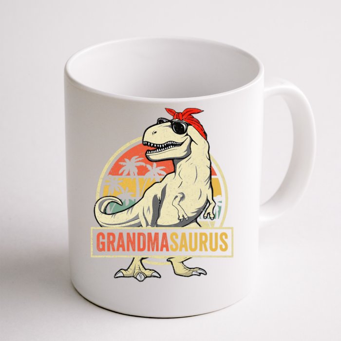 Grandmasaurus T Rex Dinosaur Grandma Saurus Family Matching Front & Back Coffee Mug