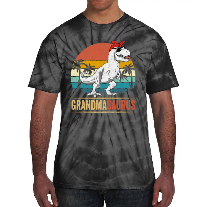 Grandmasaurus T Rex Dinosaur Grandma Saurus Family Matching Tie-Dye T-Shirt