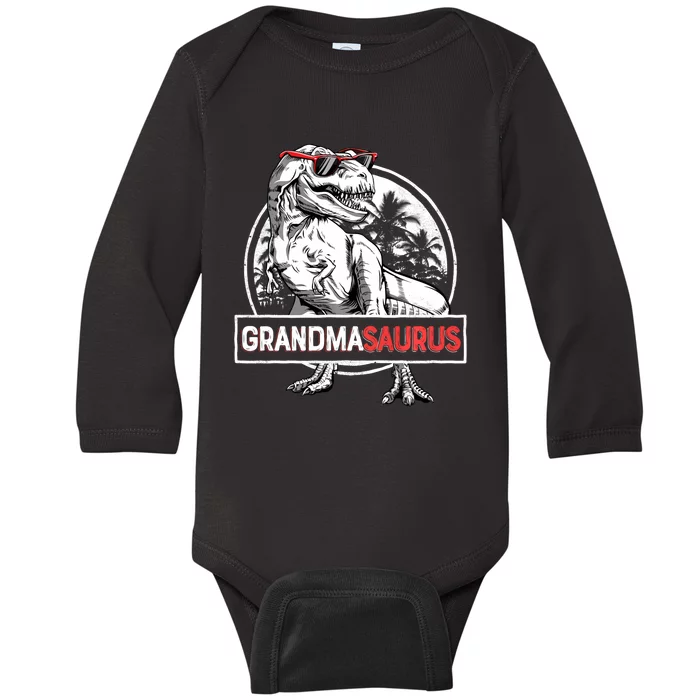 Grandmasaurus T Rex Dinosaur Grandma Saurus MotherS Family Long Sleeve Baby Long Sleeve Bodysuit