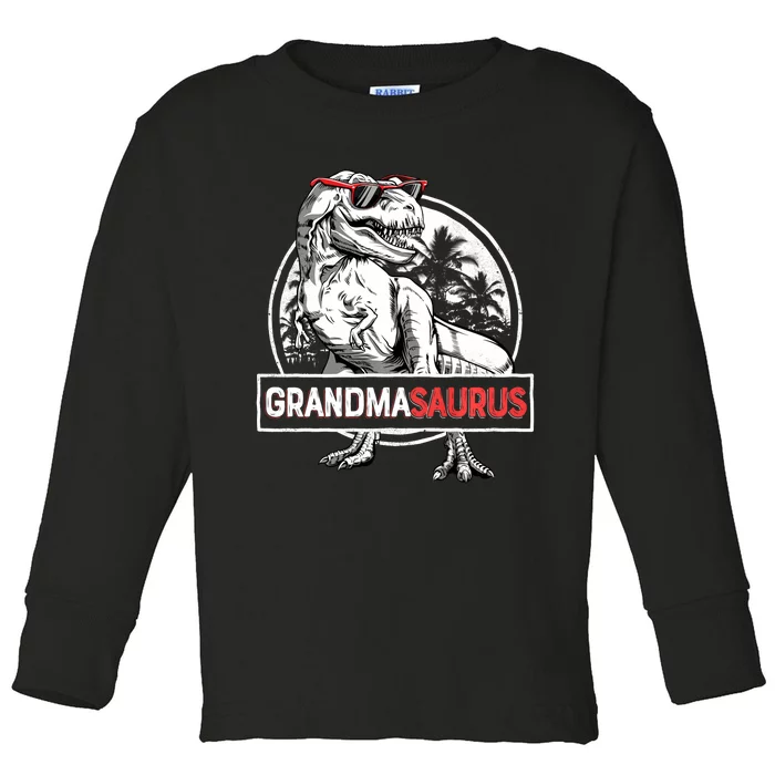 Grandmasaurus T Rex Dinosaur Grandma Saurus MotherS Family Long Sleeve Toddler Long Sleeve Shirt