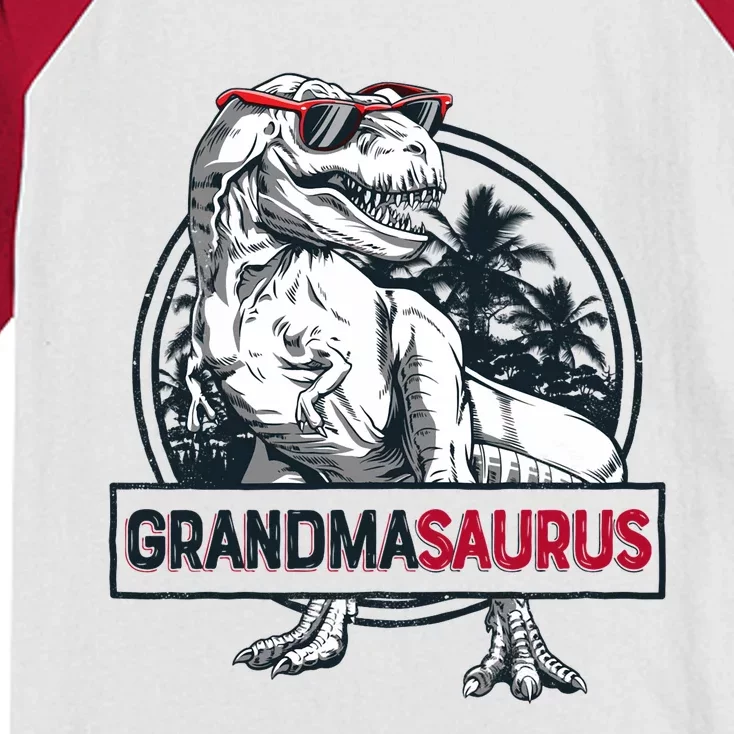 Grandmasaurus T Rex Dinosaur Grandma Saurus MotherS Family Long Sleeve Kids Colorblock Raglan Jersey