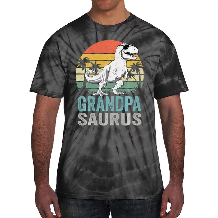 Grandpasaurus T Rex Dinosaur Grandpa Saurus Family Matching Sweat Tie-Dye T-Shirt