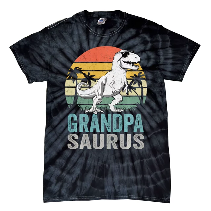 Grandpasaurus T Rex Dinosaur Grandpa Saurus Family Matching Sweat Tie-Dye T-Shirt