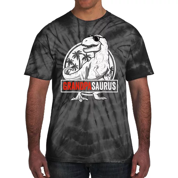 Grandpasaurus T Rex Dinosaur Grandpa Saurus Family Matching Tie-Dye T-Shirt