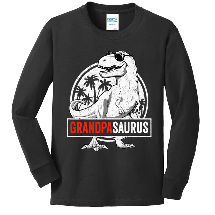 Grandpasaurus T Rex Dinosaur Grandpa Saurus Family Matching Kids Long Sleeve Shirt