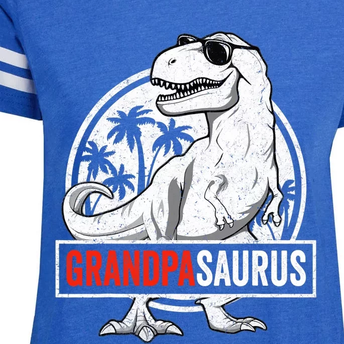 Grandpasaurus T Rex Dinosaur Grandpa Saurus Family Matching Enza Ladies Jersey Football T-Shirt