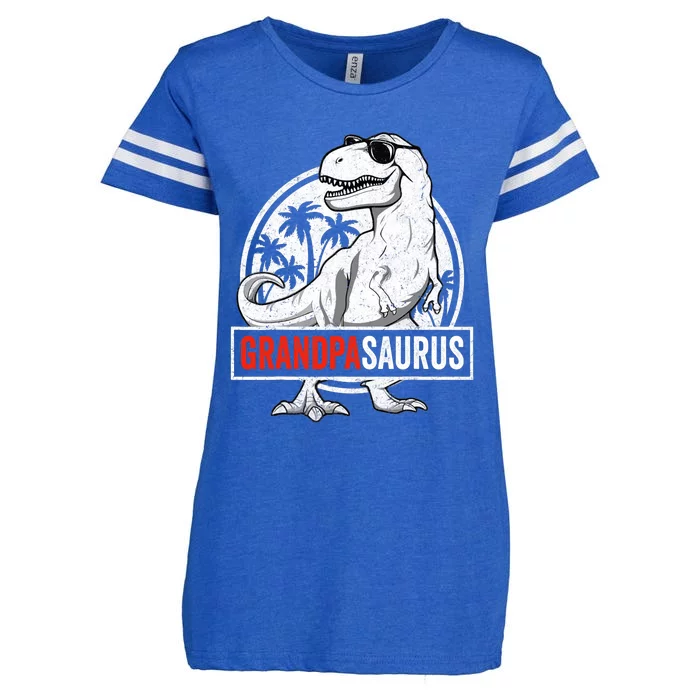 Grandpasaurus T Rex Dinosaur Grandpa Saurus Family Matching Enza Ladies Jersey Football T-Shirt