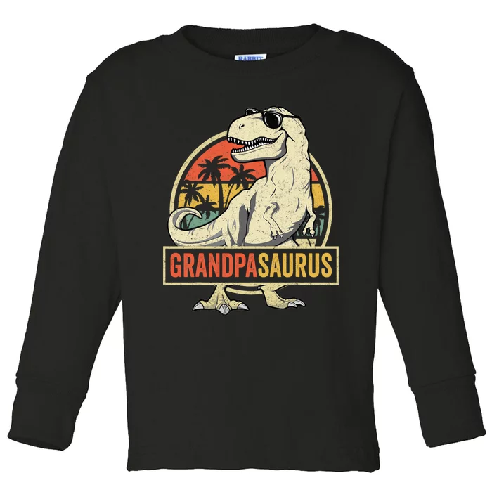 Grandpasaurus T Rex Dinosaur Grandpa Saurus Family Matching Toddler Long Sleeve Shirt