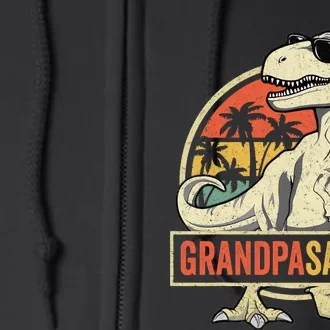 Grandpasaurus T Rex Dinosaur Grandpa Saurus Family Matching Full Zip Hoodie