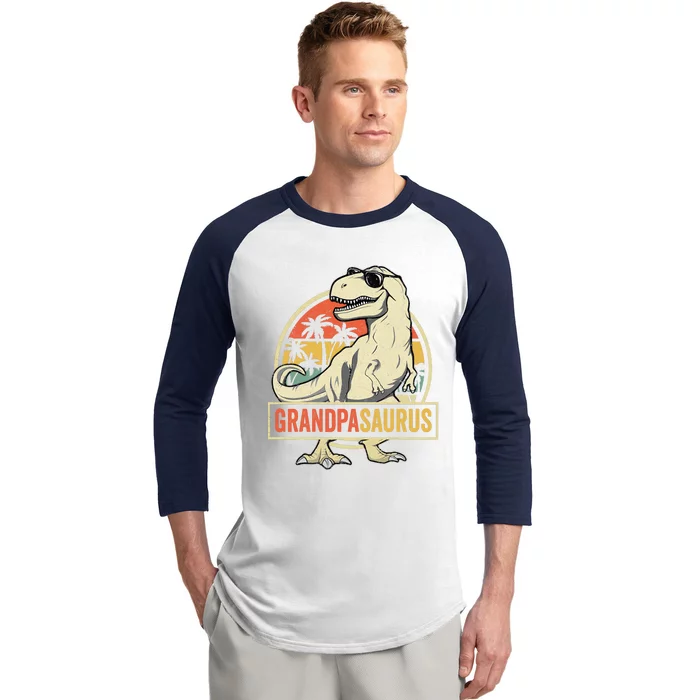 Grandpasaurus T Rex Dinosaur Grandpa Saurus Family Matching Baseball Sleeve Shirt