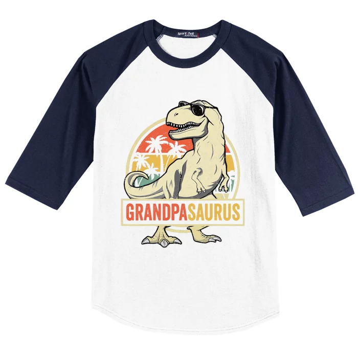 Grandpasaurus T Rex Dinosaur Grandpa Saurus Family Matching Baseball Sleeve Shirt