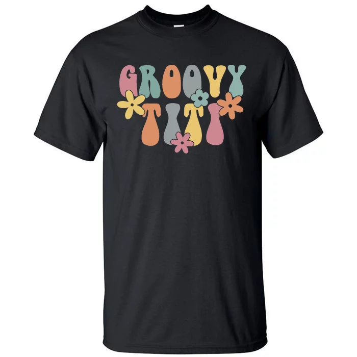 Groovy Titi Retro Auntie Aunt Gift Pregnancy Announcement Tall T-Shirt