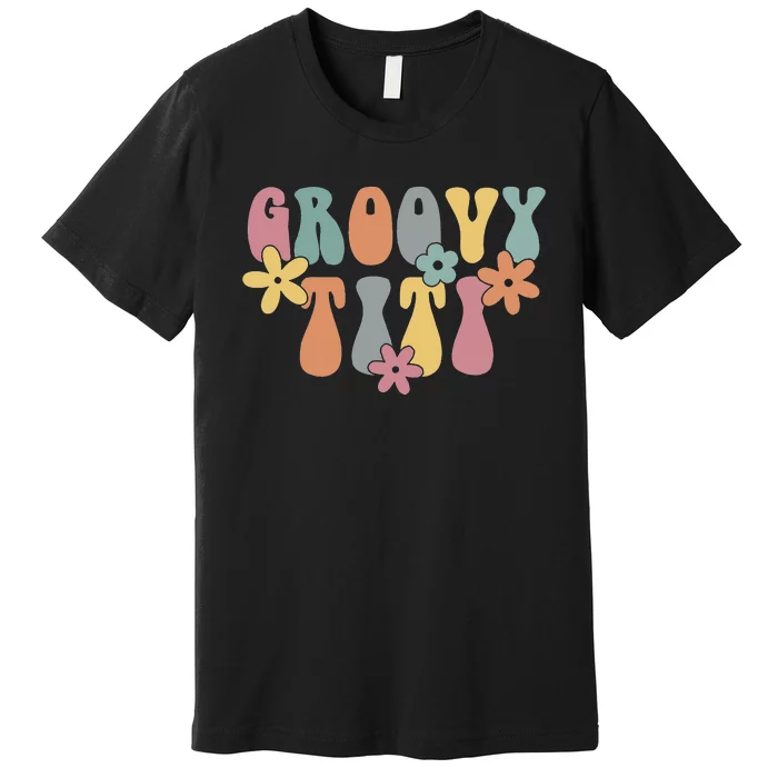 Groovy Titi Retro Auntie Aunt Gift Pregnancy Announcement Premium T-Shirt