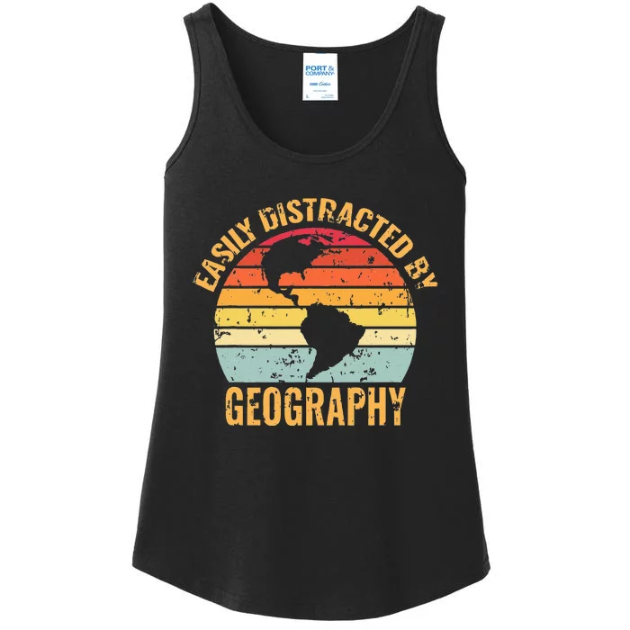 Geography Teacher Retro Vintage Geographer Ladies Essential Tank