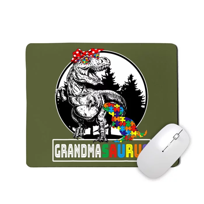 Grandmasaurus T Rex Dinosaur Grandma Saurus Autism Awareness Mousepad