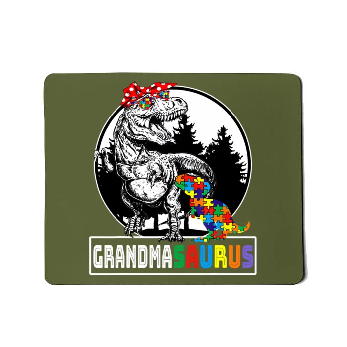 Grandmasaurus T Rex Dinosaur Grandma Saurus Autism Awareness Mousepad