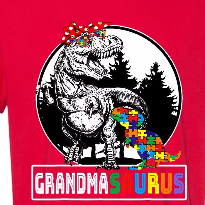 Grandmasaurus T Rex Dinosaur Grandma Saurus Autism Awareness Garment-Dyed Heavyweight T-Shirt