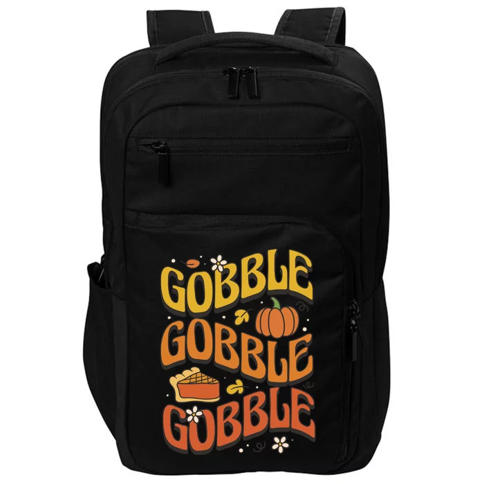 Gobble Turkey Retro Thanksgiving Fall Impact Tech Backpack