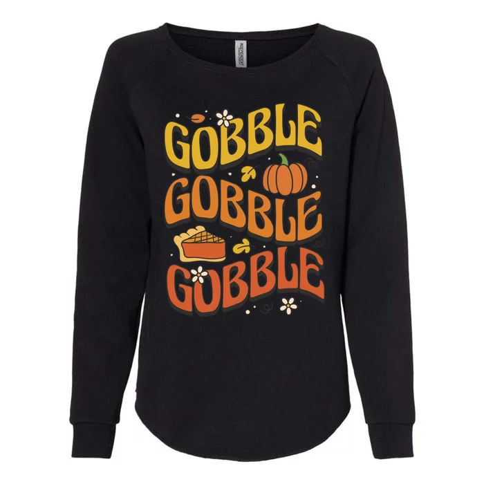 Gobble Turkey Retro Thanksgiving Fall Womens California Wash Sweatshirt