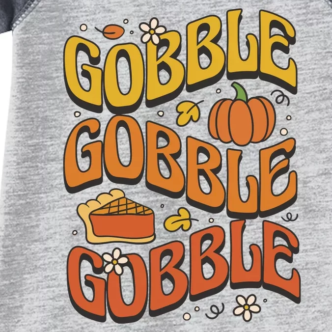 Gobble Turkey Retro Thanksgiving Fall Infant Baby Jersey Bodysuit