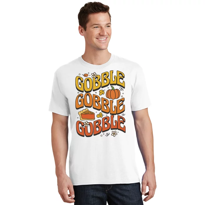 Gobble Turkey Retro Thanksgiving Fall T-Shirt