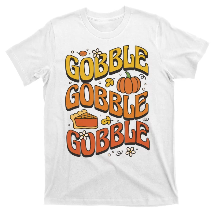 Gobble Turkey Retro Thanksgiving Fall T-Shirt