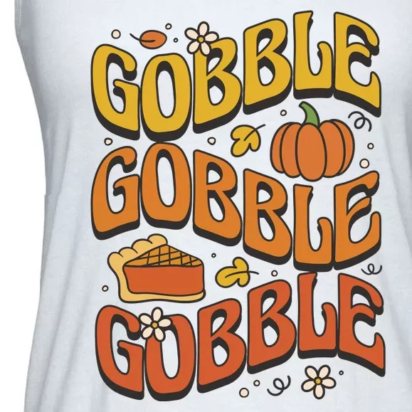 Gobble Turkey Retro Thanksgiving Fall Ladies Essential Flowy Tank