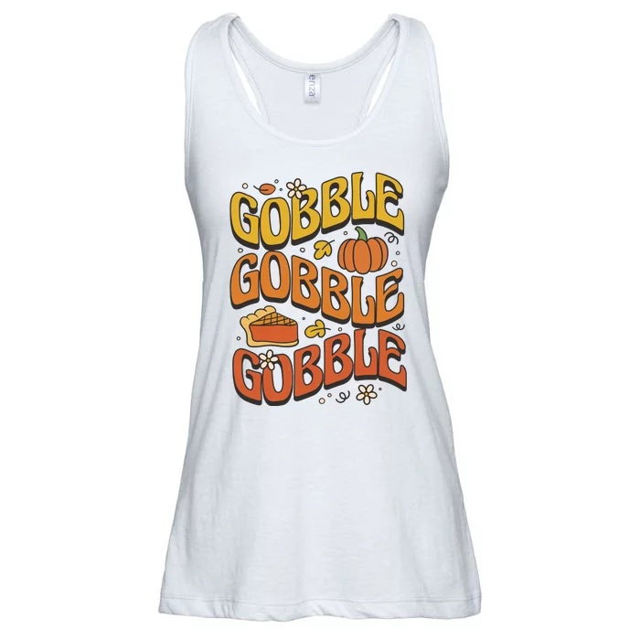 Gobble Turkey Retro Thanksgiving Fall Ladies Essential Flowy Tank