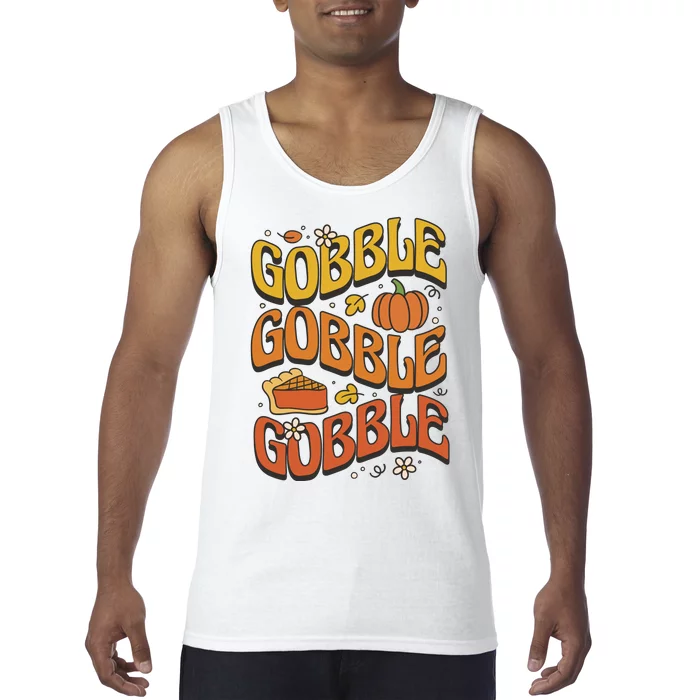 Gobble Turkey Retro Thanksgiving Fall Tank Top