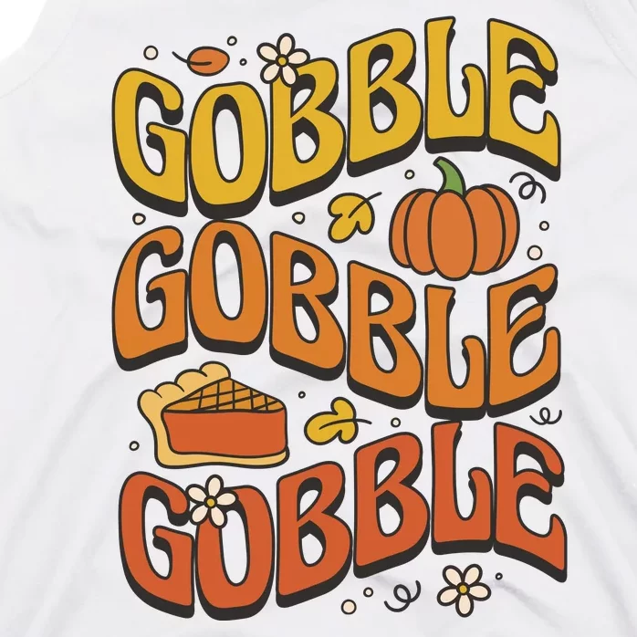 Gobble Turkey Retro Thanksgiving Fall Tank Top